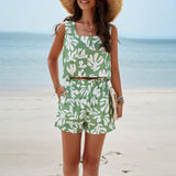 Dili Women's Clothing 2025 Spring And Summer Temperament Casual Print Vest Shorts Set