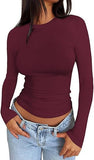 2025 Ms. New Autumn Leisure Body Collar Sexy Pure Color Long-Sleeved Top