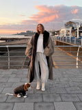 Autumn And Winter 2025 Explosion Temperament Casual Hit Color Collar Long With Wind Coat Coat