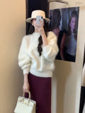 Gentle Wind Soft White Hair Jacket Sweater Women Autumn And Winter Milk Fufu Outside Wearing Loose Lazy Knitting Top