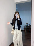 Korean Color Fake Two Knitted Cardigan Women's Early Autumn Design Sweater Jacket Autumn And Winter Fashion High-End Feel Top