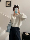 Lazy Wind Milk Wearing Early Autumn New Sweater Long Sleeves Head Bat Sleeve Short Knit Shirt Temperament Shirt Top