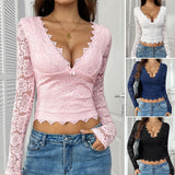 Dili 2025 Spring/Summer Y2K Sexy Deep V Hollow Sweet And Spicy Lace Lace Coat Women's Clothing