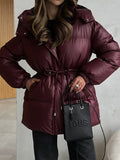 Autumn And Winter Explosion Warm Hooded Repair Rope Thick Cotton Coat 2025 Women's New