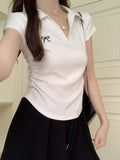 Pure Cotton Polo Collar Short-Sleeved T-Shirt Women's Summer Dress Large-Size Bottom T-Shirt Fat Mm Thin High-End Wrinkled Short Blouse