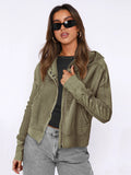 Jacket Splicing Jersey Women's Clothing With Hoodie Tidly Zip Hoodie Short Knitted Shirt