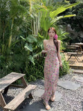 French Sexy Pink Crumped Dress Women Summer Bagg Hip Skirt Seaside Temperament Dress