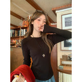 White American Collar Long-Sleeved Bottom Shirt Women In Autumn And Winter Wearing Elastic Strength Slimming Casual Clothes