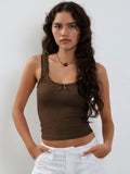 Y2K Women's New Pure Mb Sling Belt Vest With Lace Slimming Top Hottie Summer
