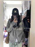 Oversize! Baseball Wind Collar Zipper Sweater Cardigan Women's Coat Autumn New Korean Version Of Loose Knitted Shirt