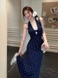 French Temperament Hanging Neck Crumb Dress Dress Women Summer Seaside Beautiful Lace To Receive Waist A Skirt Dress