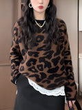 High-End Lazy Breeze Hooded Leopard Sweater Women's New Autumn 2025 Loose Soft Knitted Sweater