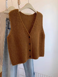 Grey V-Neck Knitted Vest Women's Spring And Autumn 2025 New Autumn And Winter Outside Wearing A Shoulder Sweater Open Shirt