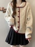 Large-Size Fat Mm Spring And Autumn Retro Love Buckle Lazy Doll Collared Sesame Sweater Women's Loose Knitwear Coat