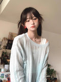 Baby Blue-Temperature Soft-Wieled Sunscreen Long-Sleeved Knitted Jersey Girl Summer Thin Languid Burqa Tidly Twinle Blouse