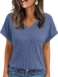 2025 Summer Blouse Women's Short-Sleeved Casual V-Necked T-Shirt