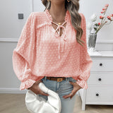 Dili T-Shirt Woman 2025 Autumn/Winter Elegance Elegant V-Neck Long Sleeve Blouse