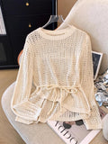 Special Counter Mall Withdraws The Big Brand Women's Hollow Knitted Shirt In The Summer New Medium And Long Outer Hoodie Tops