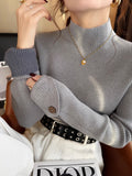 Grey Half-High Collar Plus Thick Bottom Shirt Women Take 2025 Autumn And Winter New Sweater High-End Knitting Top