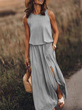 2026 Summer New Holiday Wind Solid Colored Rounded Clame Suspension Lantern Fork Dress Dress