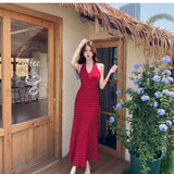 Pure Desire Sister In The Long Wave Dot Dress Women's Summer 2025 New Slimy Sexy Back Hanging Neck Dress