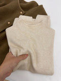 Milk Fufu Soft-Creator Half-High Knitted Bottoming Women In Autumn And Winter Can Wear Loose Small Collar Sweater Top