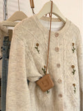 Small Fragrant Embroidered Raccoon Velvet Sweater Coat Women's Autumn And Winter 2025 New Thicket Loose Knitted Cardigan Top