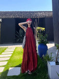 New Chinese Retro Hanging Neck-Cuffed Shoulder Dress Women's Spring 2026 New Simple Sleeveless Round-Collar Loose Dress
