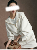 Spring New Sports Tennis Wearing Hoodie White Casual Pocket Skirt Set