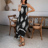 Dili 2025 Spring And Summer Leisure Bomichian Holiday Wind Hanging Neck Sleeveless Dress Woman