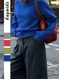 Dili Fashion Simple Wind Round Lead Long-Sleeved Sweater Bottom Wool Weaving Women's Clothing 2025 Autumn And Winter