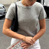 Dili Casual Simple Short-Sleeved Fashion T-Shirt Wool Women's Clothing 2025 Autumn And Winter