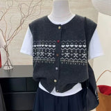 Korean Literary And Artistic Temperament Knitted Vest Vest Women Spring And Autumn Folded Through The Horse Clip Niche Design Sweater Shoulder