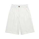 2025 Women's New Commuting Style Solid Color Simple Fashion Loose-Fitting Five-Point Suit Women's Pants