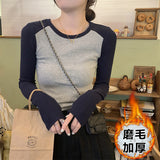 Vintage Shoulder Long-Sleeved T-Shirt Girl Autumn And Winter Dress In The Shirt Hottie Design Sense