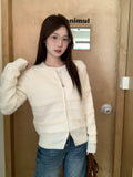 White Lazy Zipper Open Shirt Women 2026 Autumn And Winter Wearing A Loose Design Knitting Shirt