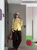 High-End Yellow Knitted Sweater Coat Women's Spring And Autumn 2025 New Lazy Outside The Small Shirt Short Shirt