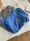 Gentle Retro Age-Retro Puppy Embroidered Color Buckle Round Collar Knitted Cardigan Woman 2025 Autumn Small Sweater Coat