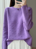 2025 Autumn And Winter New Round Neck Wave Knitted Shirt Loose Thick Coat With Gas Sweater Bottom Shirt Woman