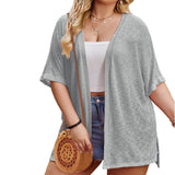 New Women's Knitwear Short Sleeve Open Fork Plus Coat Summer Large Size Women's Cardigan