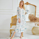 Autumn And Winter Lady Home Dress Dress Print Long Sleeve Cover Home Open Skirt Girl