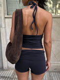 Dili Sports Yoga Hanging Neck T-Shirt Shorts Women's Two-Piece Suit Women's Clothing 2025 Autumn