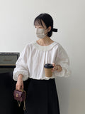 2025 Spring Bat Sleeve Lotus Side With Shirt Women's Shirt Back Bow Chic Design Top