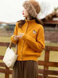 Ginger Tony High-Collar Women's Cardigan Jacket Loose Lazy And High-End Sweater Autumn And Winter New Thick Collar