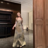 Vintage Cold Light Green Pure Desire Hanging Dress Summer New Printed Dress Temperament Green Niche Thin