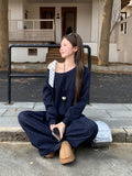 Autumn And Winter Wear Wave Point Tie With Slanted Shoulder-On Bow Outside Wearing Long-Sleeved Shawl Loose Bottom Of The Cloth Woman