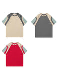 A39# (21 Ultra-Shuang Cotton 220-Gram Sorona Thread) Pure Cotton Shoulder-Collision Color Version Of Short-Sleeved T-Shirt