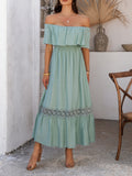 Dili Vacation Leisure Wind Shoulder Waist Dress Women's Dress 2025 Spring And Summer