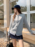 Fake Two Lattice Splicing Design Long-Sleeved Sweater Jacket 2026 Autumn New Niche Baseball Top Woman