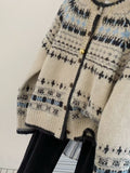 Premium Feel Retro Collar Knitted Cardigan Women's Autumn And Winter Thick Single-Dcupuncture Loose Fair Island Sweater Jacket